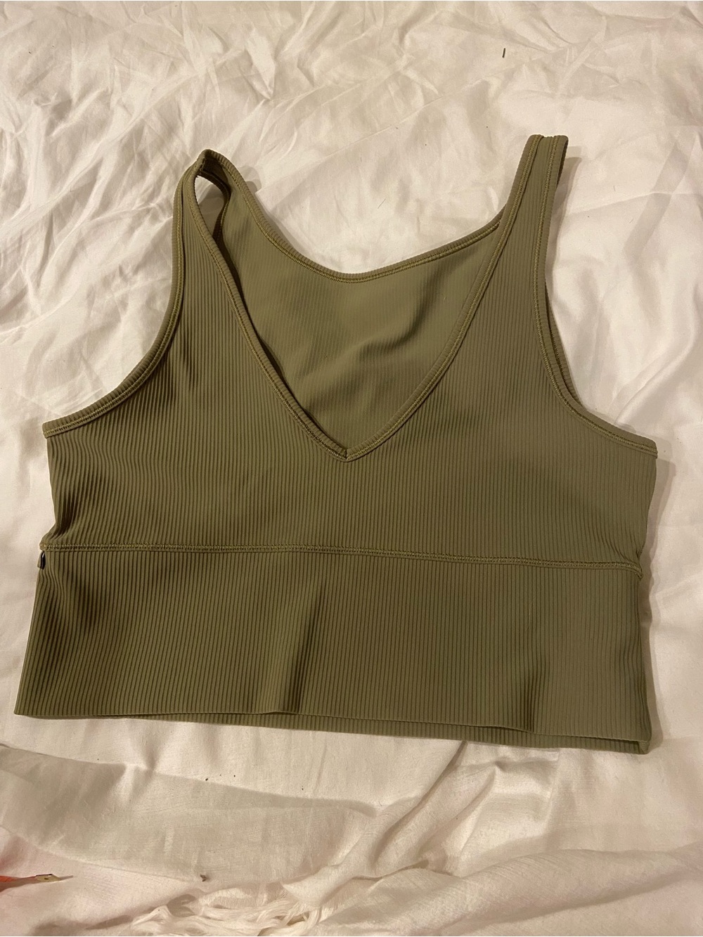 lululemon athletica Olive Green Ribbed V-Neck Crop Top